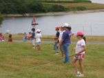 children practicing casting